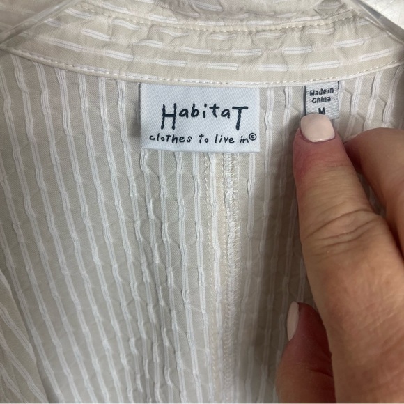 Habitat Clothes to Live In cotton puckered Cream White button‎ up long sleeve M - Picture 2 of 3